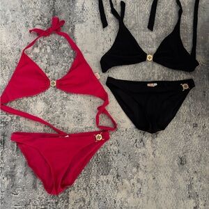 Tory Burch Pink and Black Bikini Set